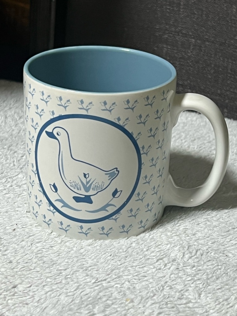 80’s Vintage Country Blue White Goose Coffee Mug Cup Cottagecore Dainty